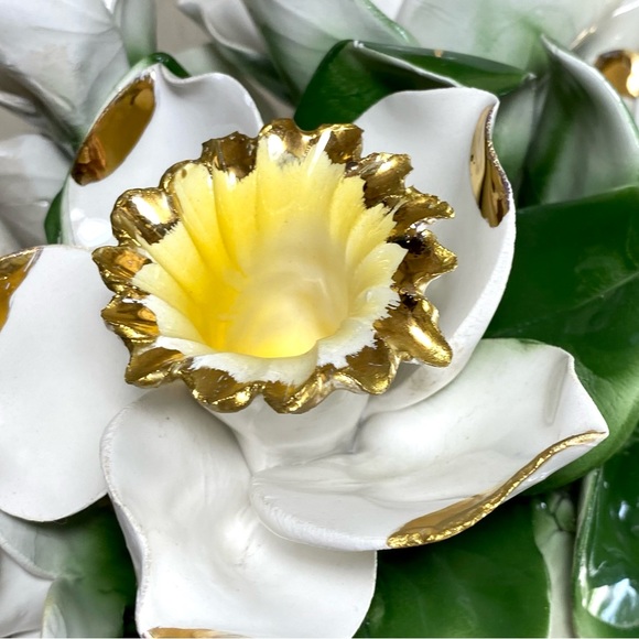 Large Vintage Italian Capodimonte Floral Swan Centerpiece Figurine Statue Decor - Picture 6 of 11